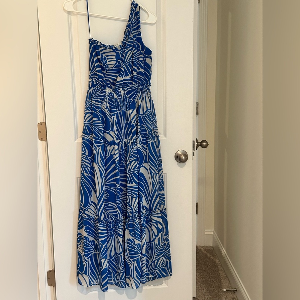 Taylor Vibrant Blue Apparel One Shoulder Maxi Dress size 2